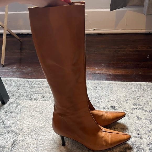 Walter Steiger Leather Boots Exposed Back Zipper Pointed Toe Size 35.5 - Picture 2 of 13